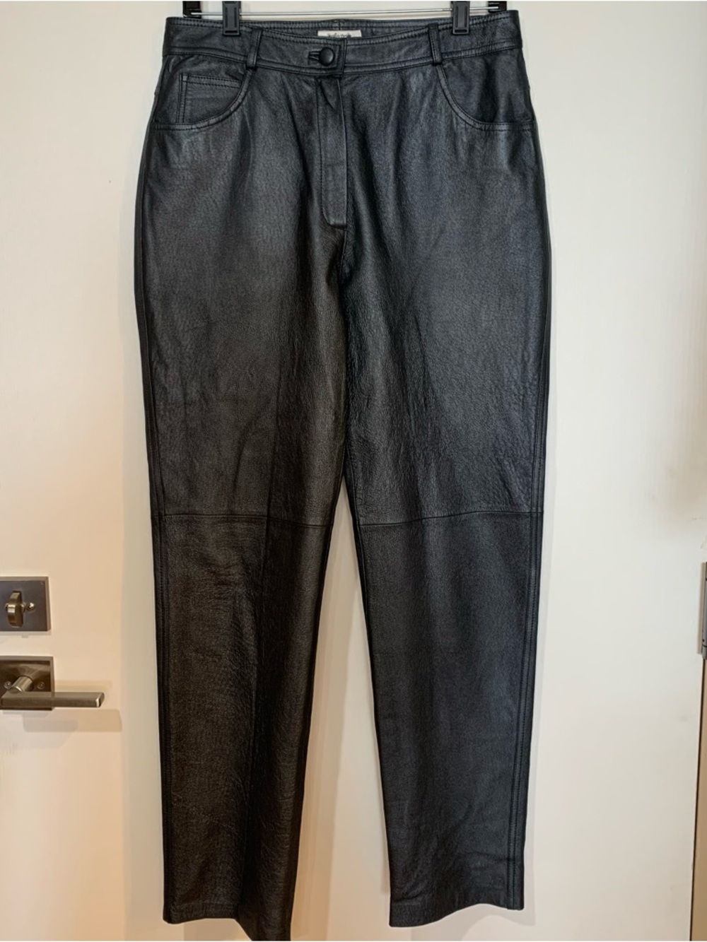 100% Leather GUNMETAL GRAY Lined Pants -Straight Fit by Reflections Missy 12